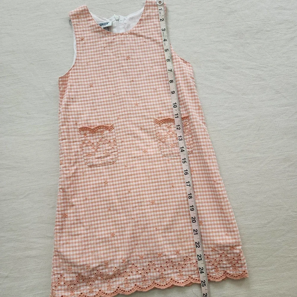 Vintage Oshkosh Peach Gingham Dress kids 6